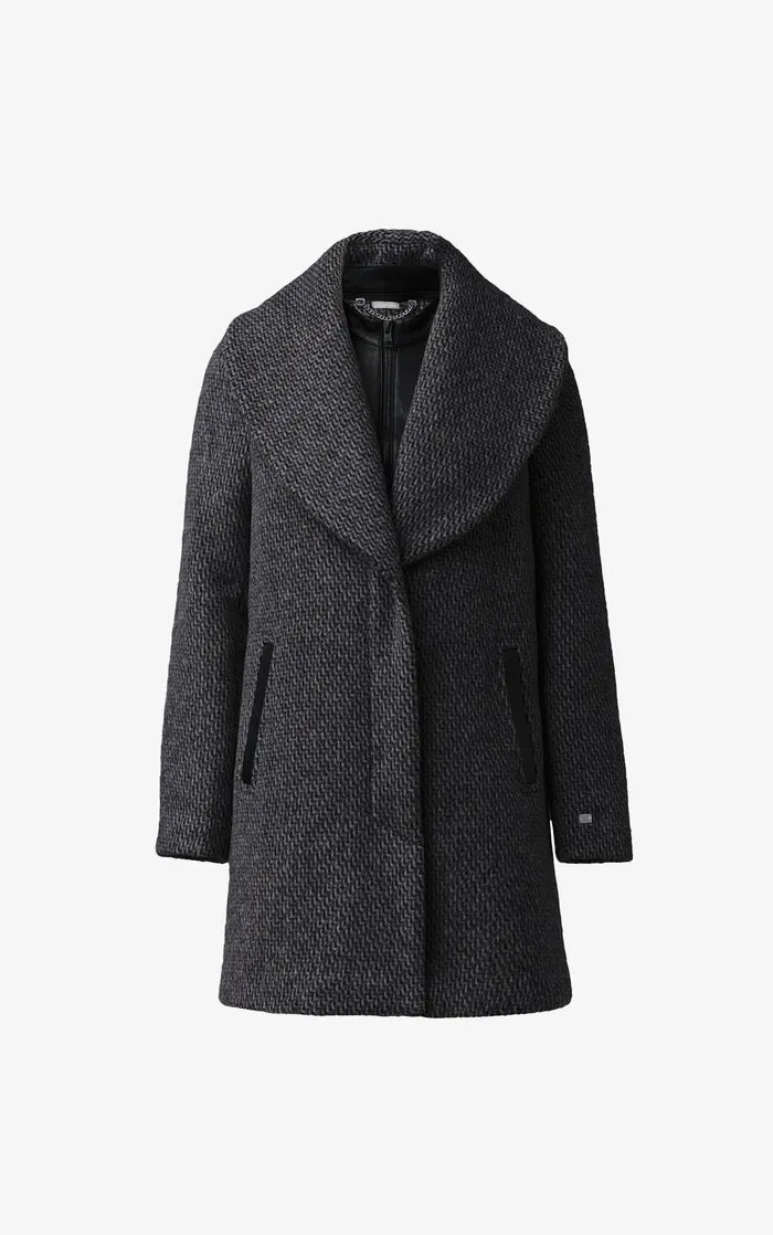 SOIA&KYO LOLLI - Straight-Fit Novelty Wool Coat With Leather bib