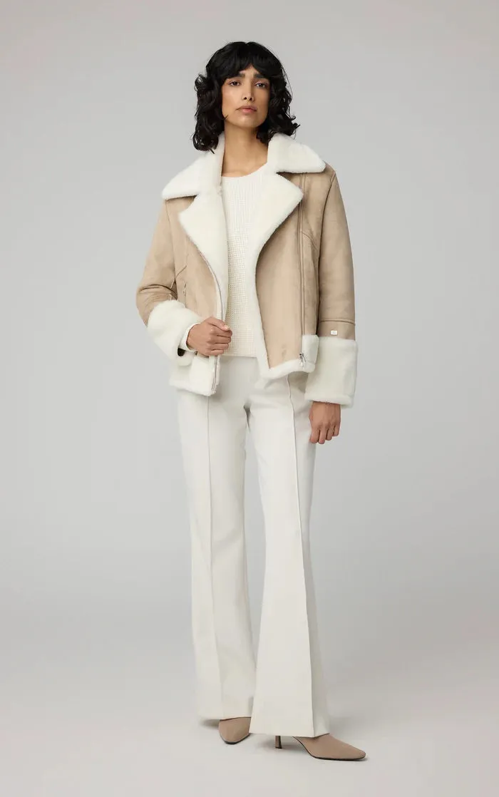 SOIA&KYO PHOEBE - Relaxed-Fit Luxe Faux Sherpa Biker Jacket