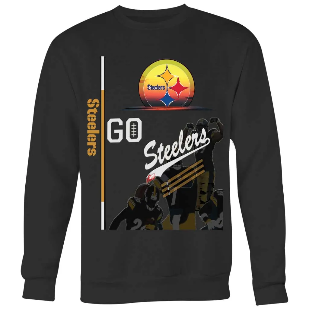 Steelers Sweatshirt "Go Steelers" Mens Womens|NFL Pittsburgh Steelers Sweater (2 Colors)