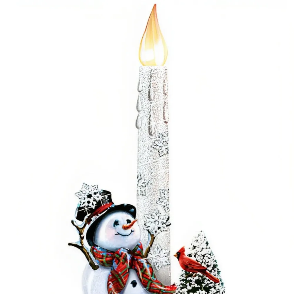 The Bradford Exchange Believe In The Magic Issue #1 from Warm Winter Welcome Candle Collection Snowman Sculpture Christmas Decoration with Flameless Candle by Dona Gelsinger 9-inches