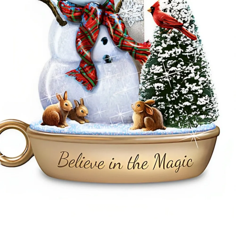 The Bradford Exchange Believe In The Magic Issue #1 from Warm Winter Welcome Candle Collection Snowman Sculpture Christmas Decoration with Flameless Candle by Dona Gelsinger 9-inches