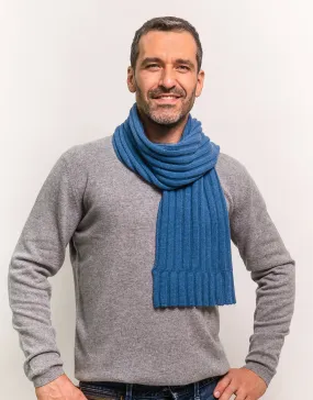 Thick-Rib Cashmere Scarf in Jeans