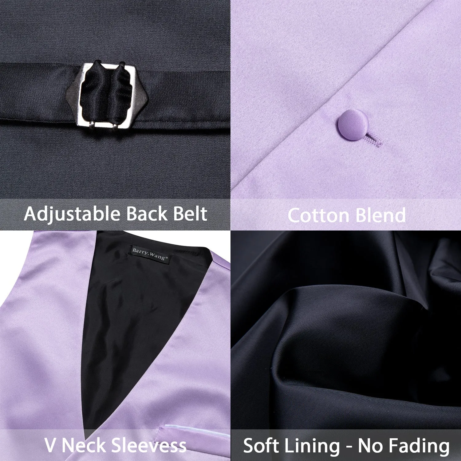 Ties2you Purple Tie Vest Light Plum Solid Silk Men's Vest Bow Tie Set Waistcoat Suit Set