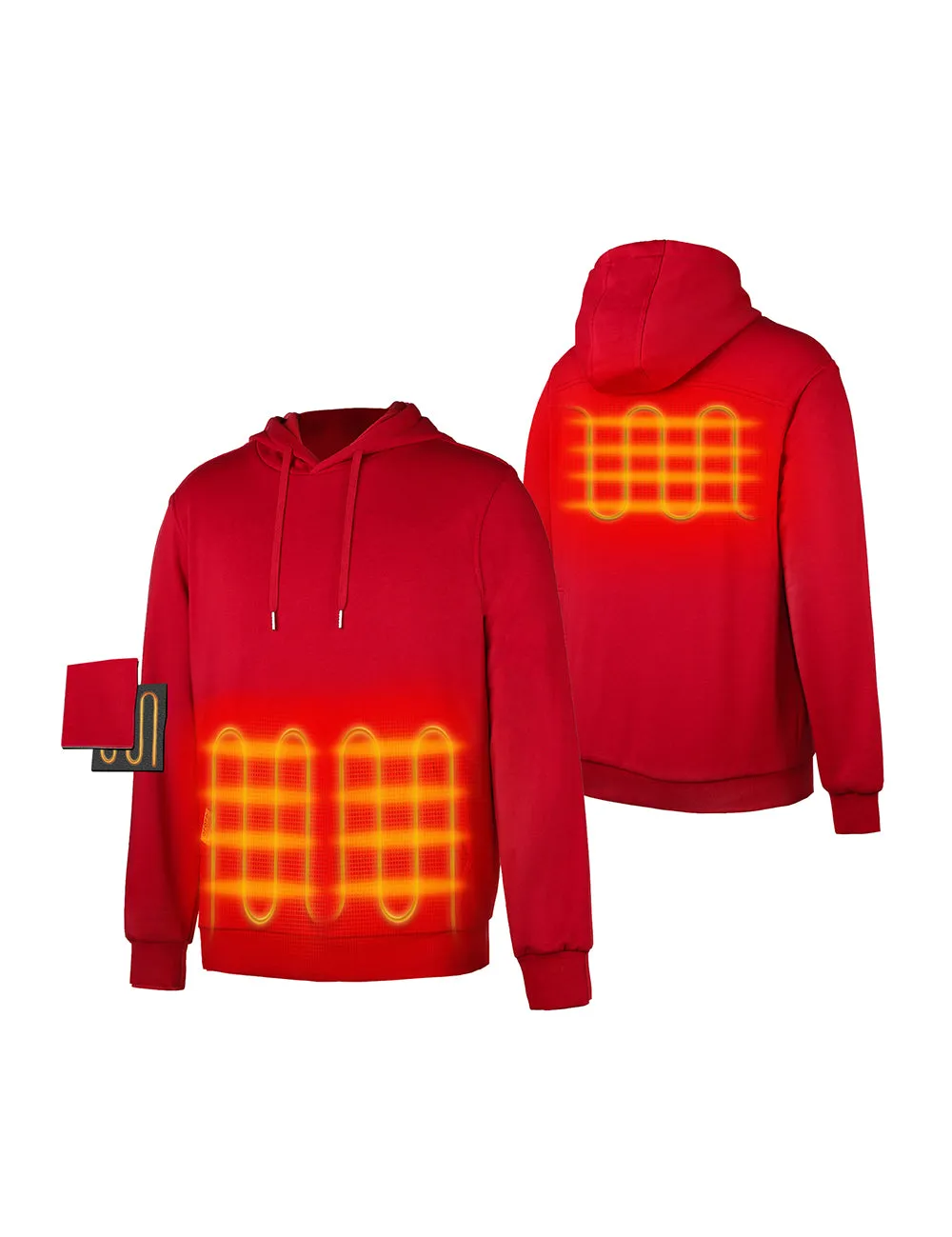 Unisex Heated Pullover Hoodie With Heating On Pocket