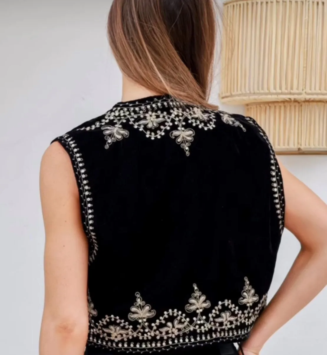 Velvet Embroidered Vest