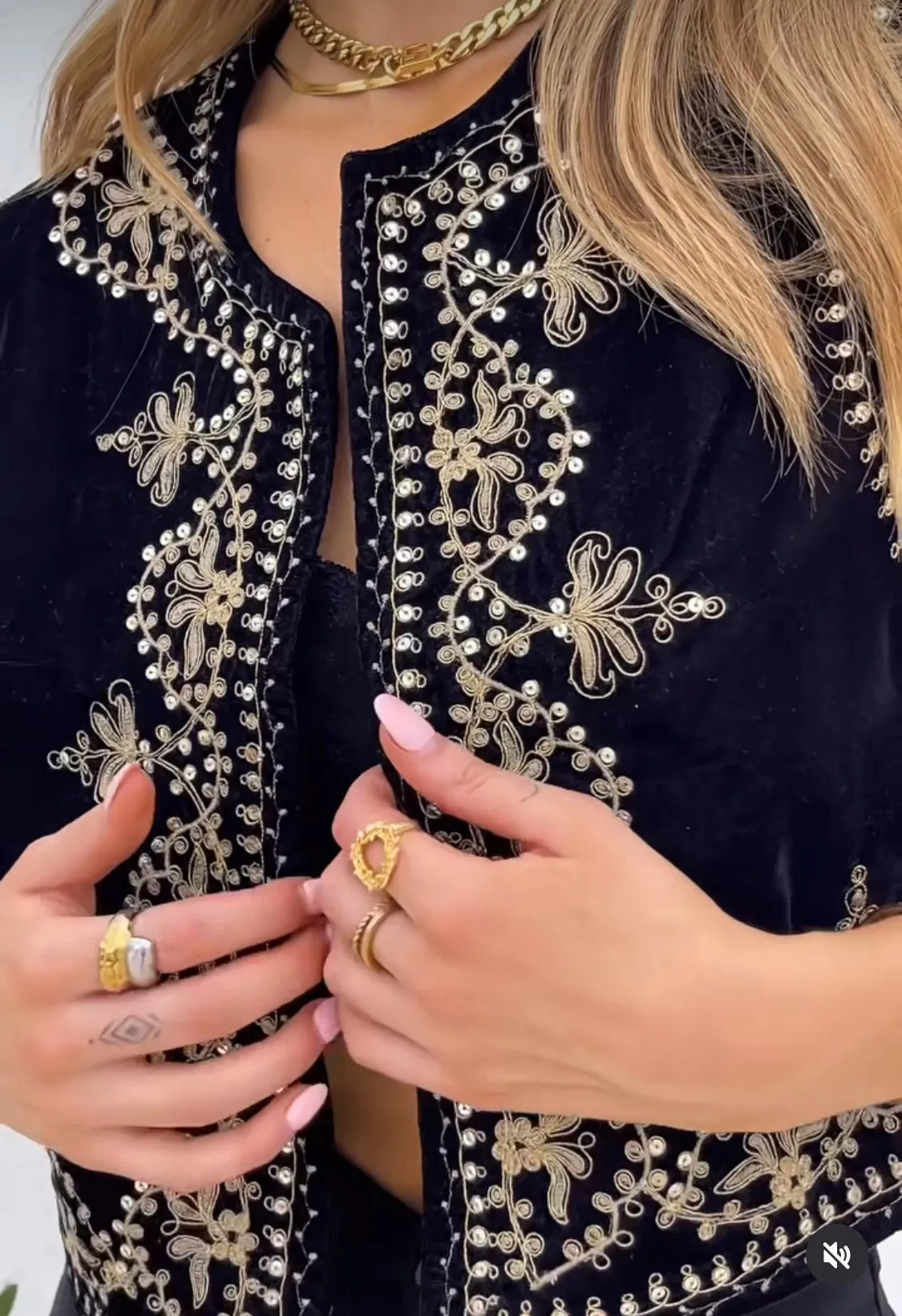 Velvet Embroidered Vest