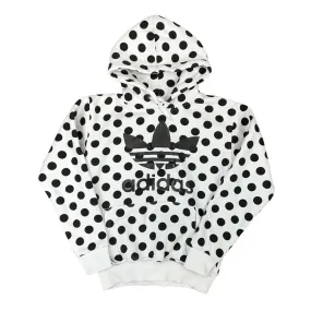 Vintage 00s Black White Polka-Dot Tri-Foil Adidas Pullover Hoodie Womens 10 12