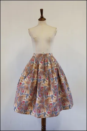 Vintage 1950s Fall Novelty Print Skirt