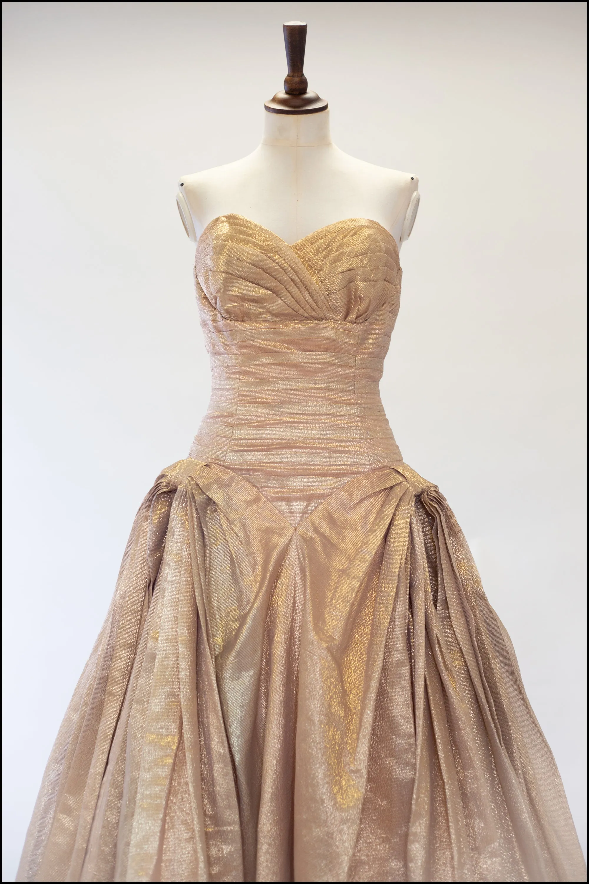 Vintage 1950s Gold Lame Ballgown Dress