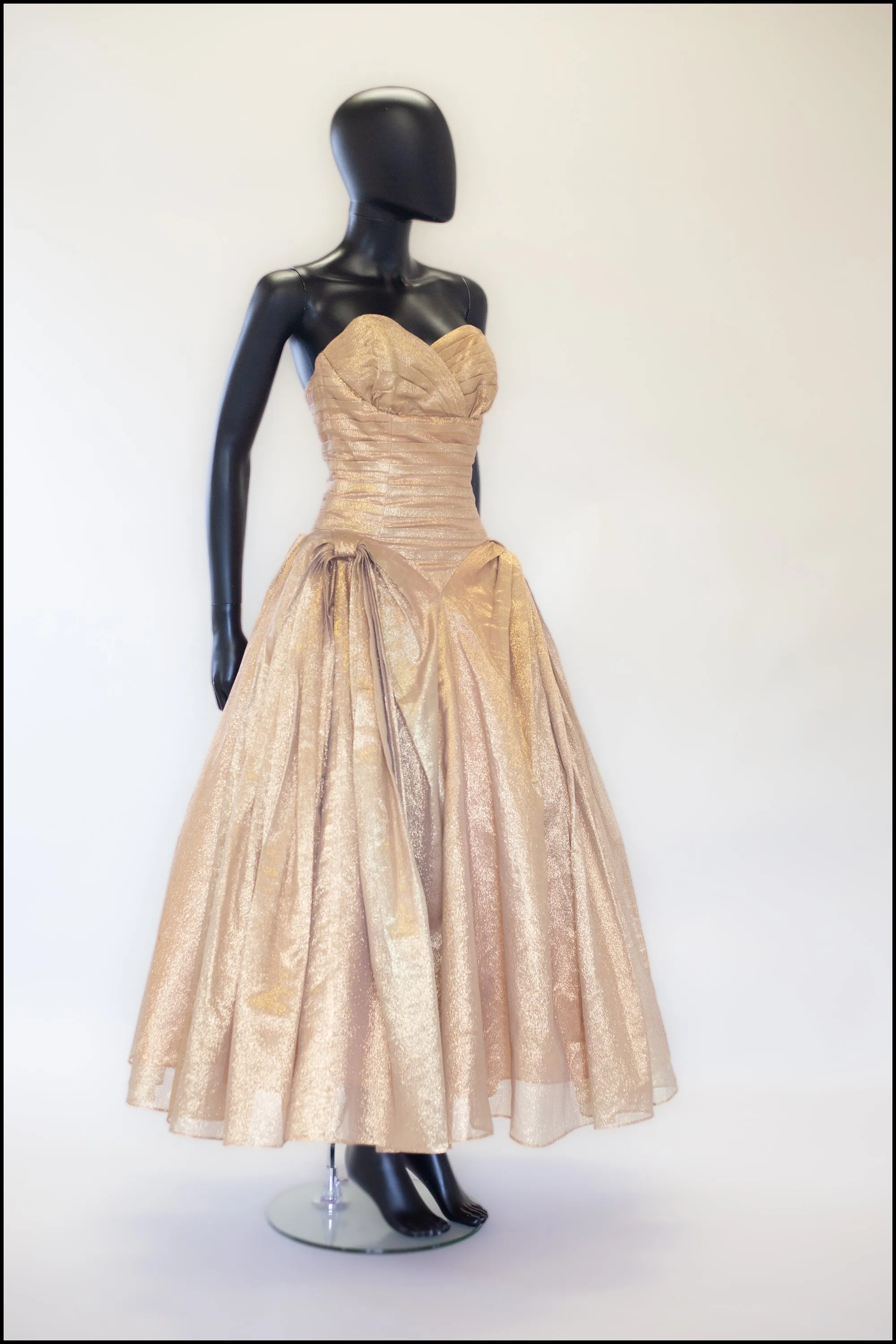 Vintage 1950s Gold Lame Ballgown Dress