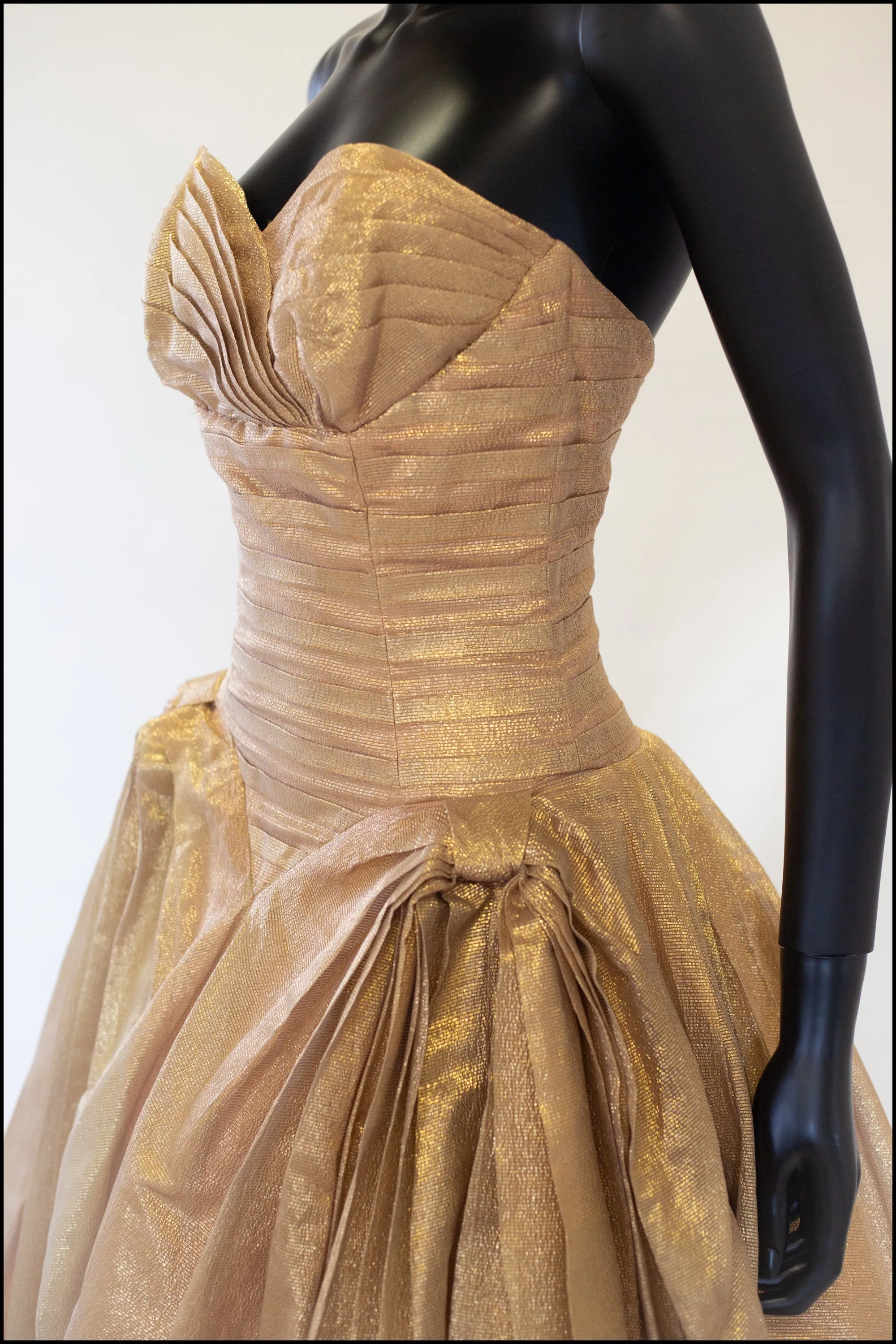 Vintage 1950s Gold Lame Ballgown Dress