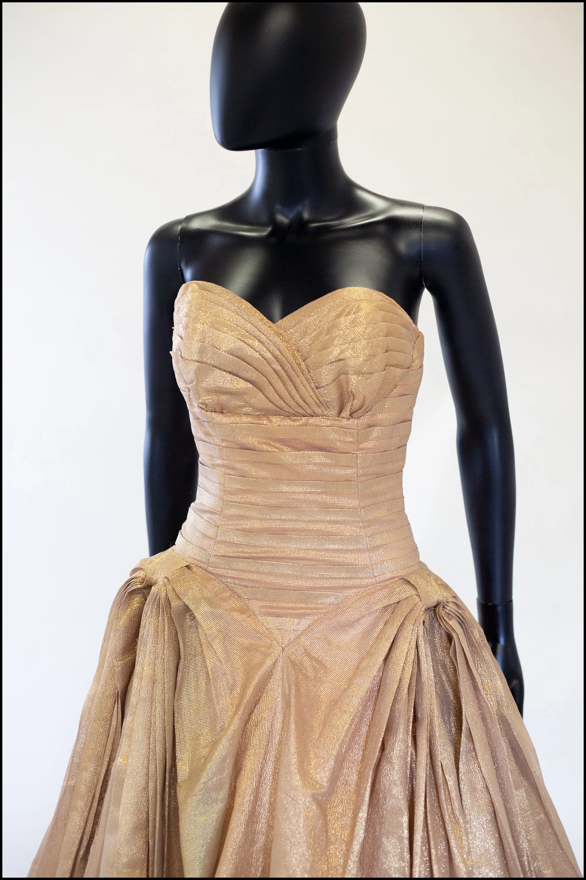 Vintage 1950s Gold Lame Ballgown Dress