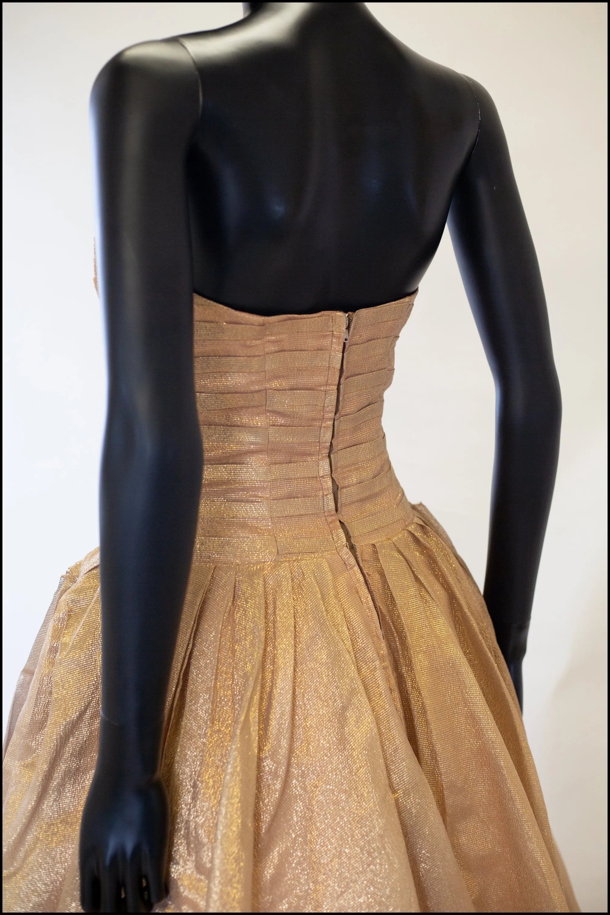 Vintage 1950s Gold Lame Ballgown Dress