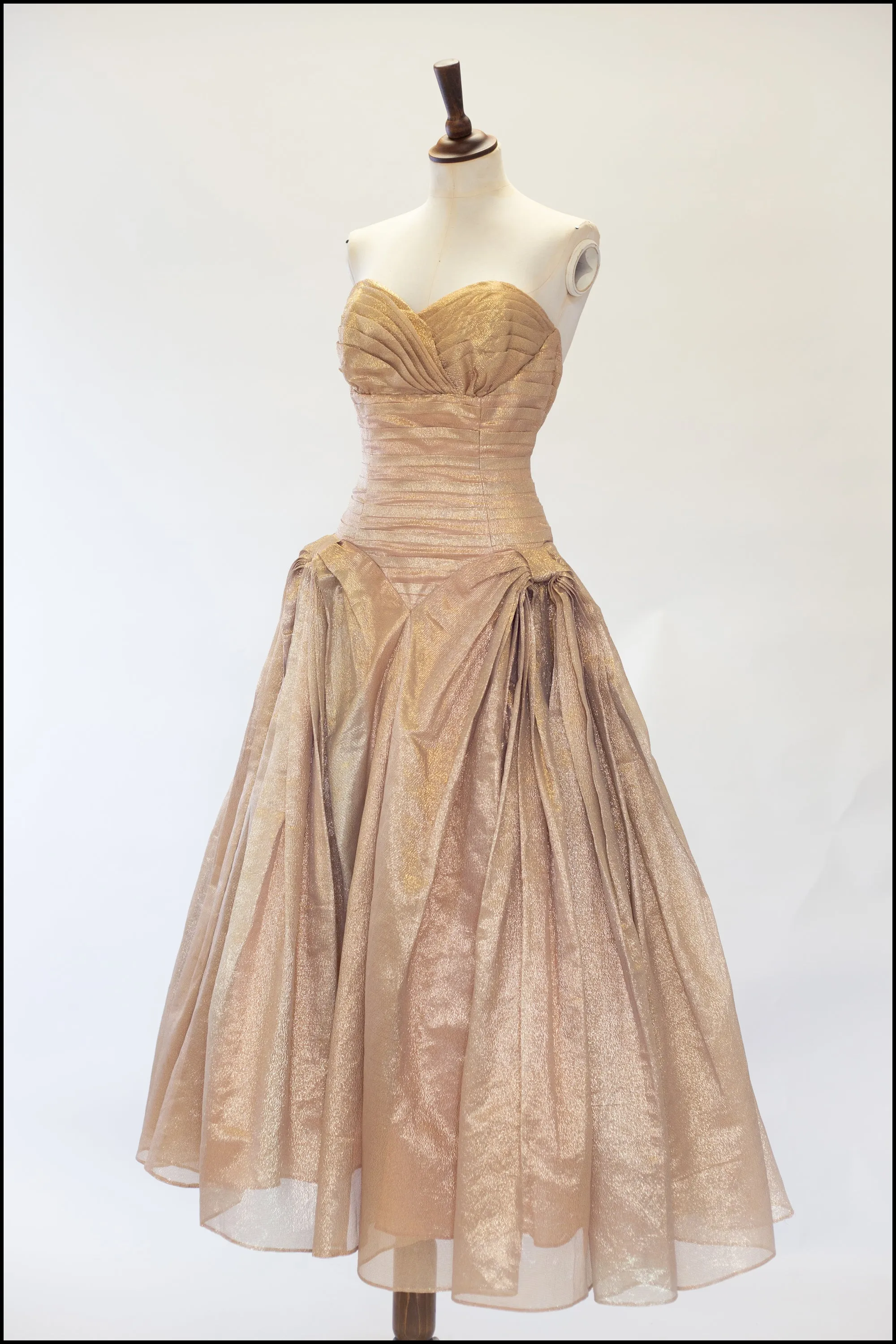 Vintage 1950s Gold Lame Ballgown Dress