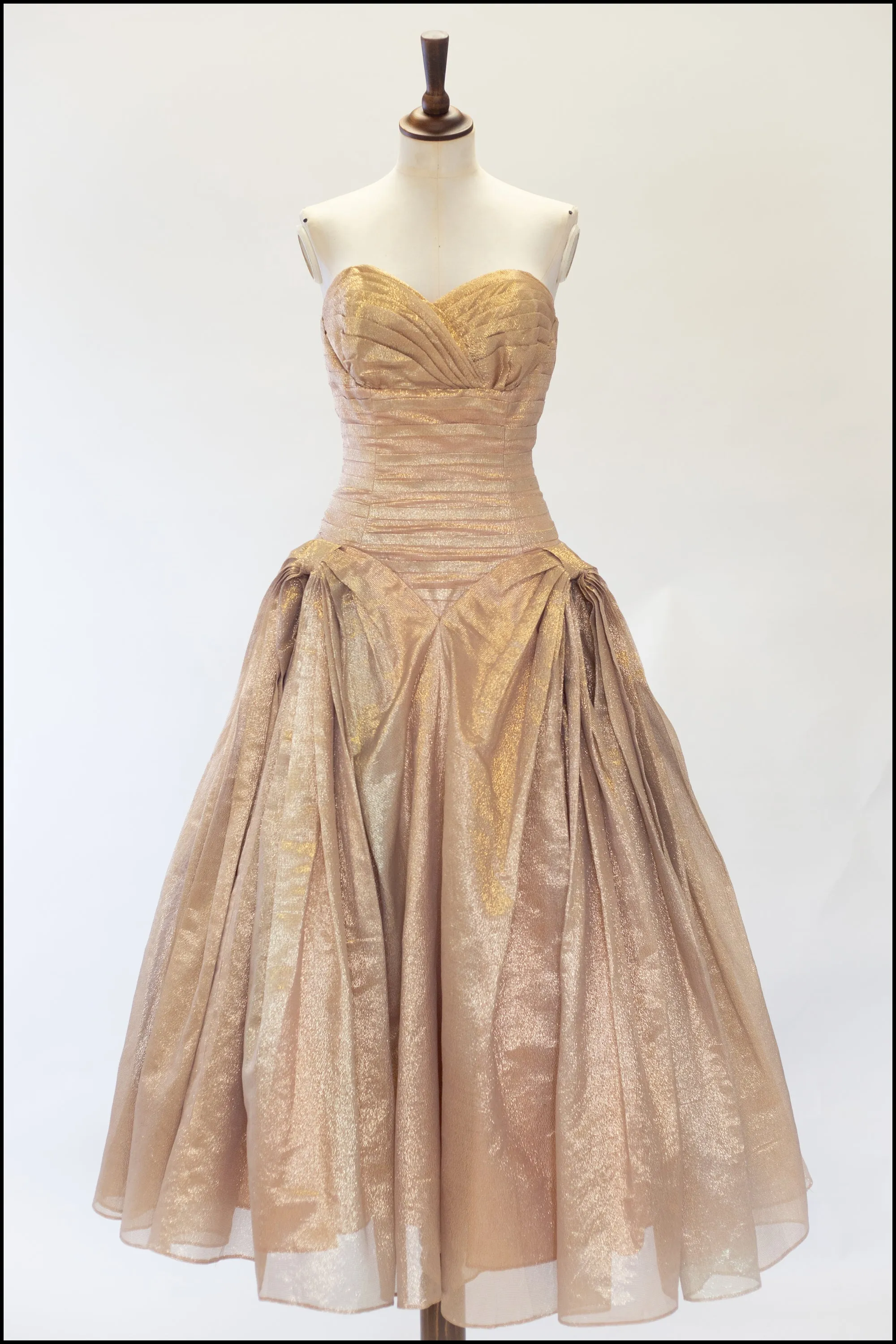 Vintage 1950s Gold Lame Ballgown Dress