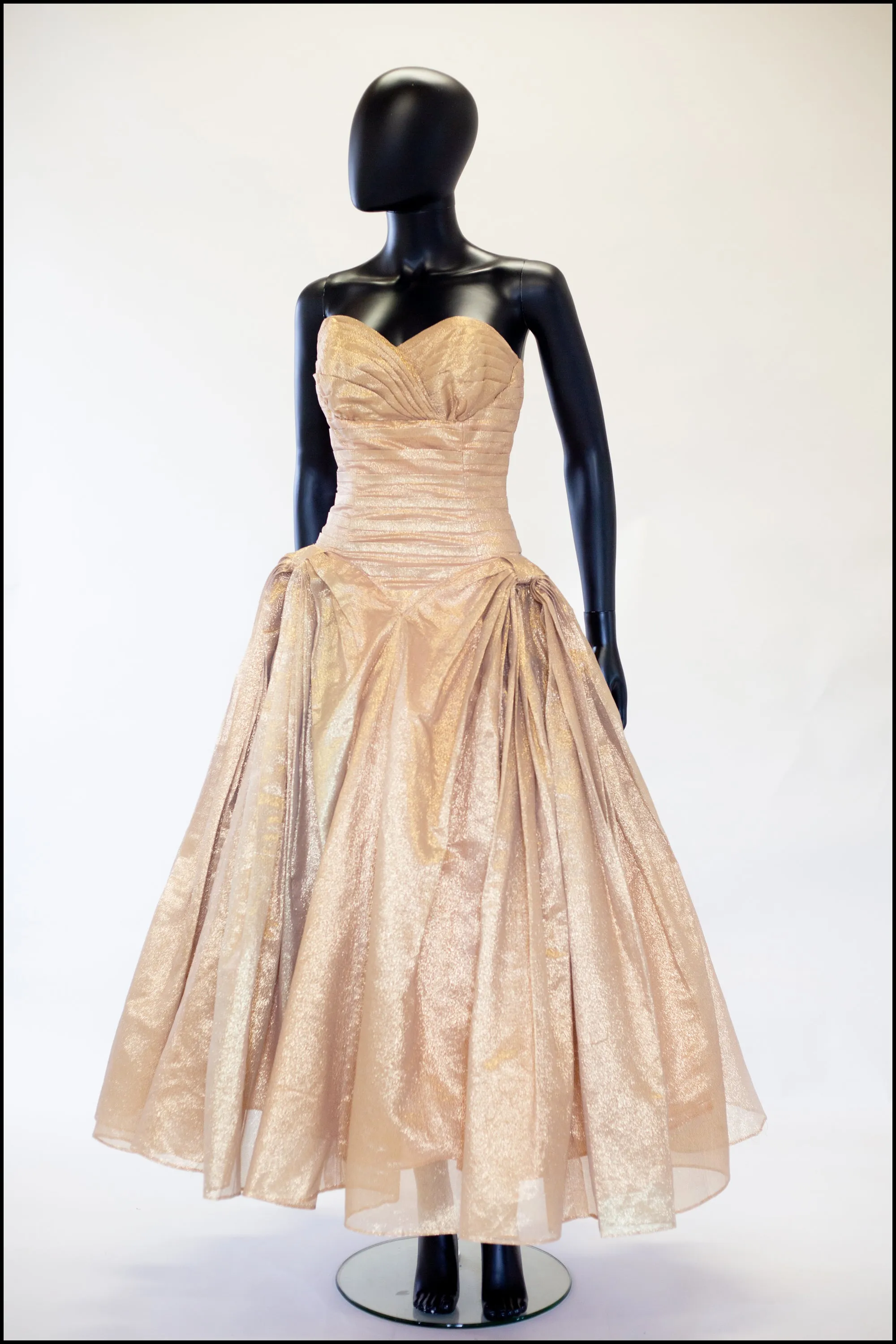 Vintage 1950s Gold Lame Ballgown Dress