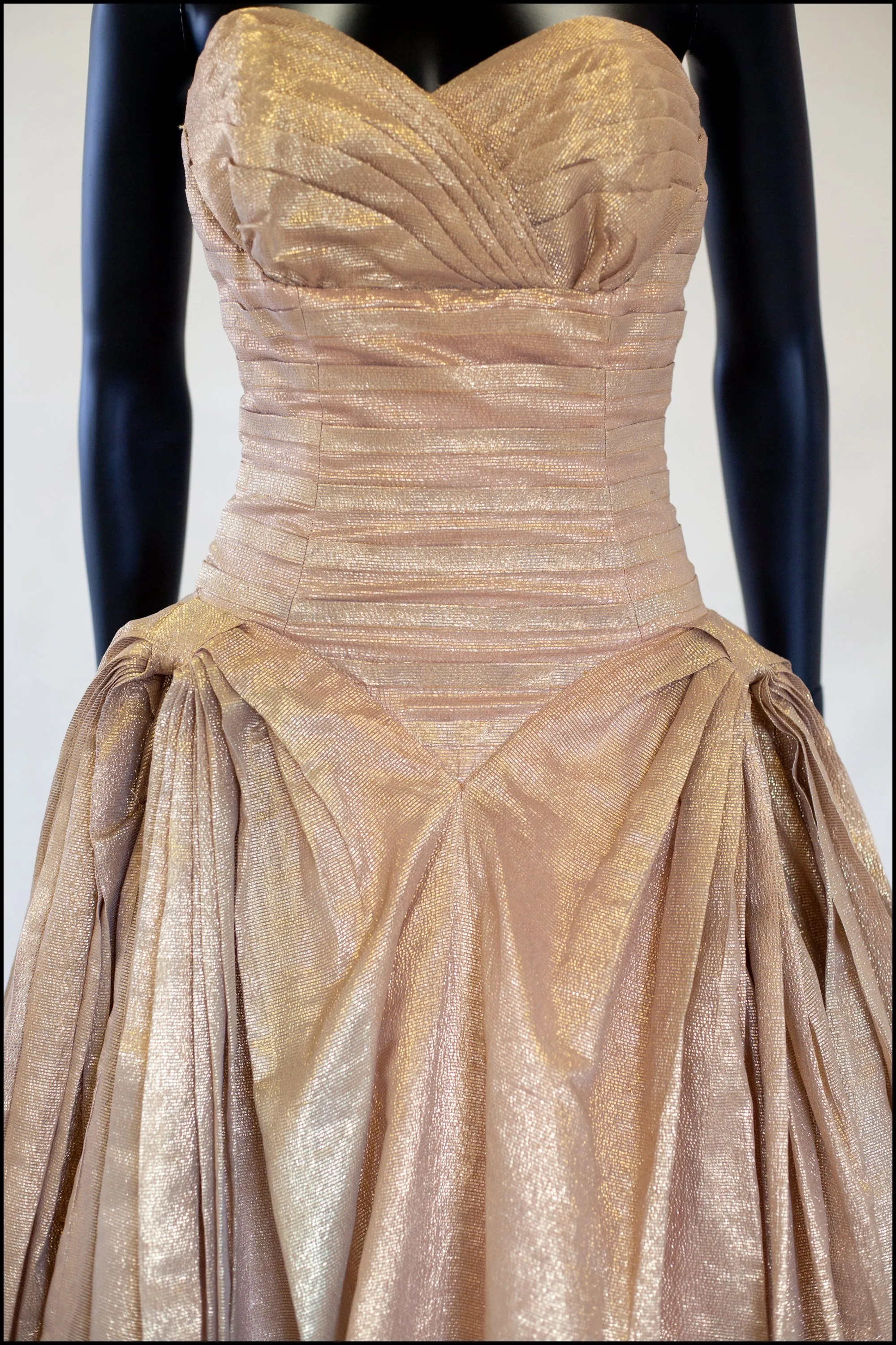 Vintage 1950s Gold Lame Ballgown Dress