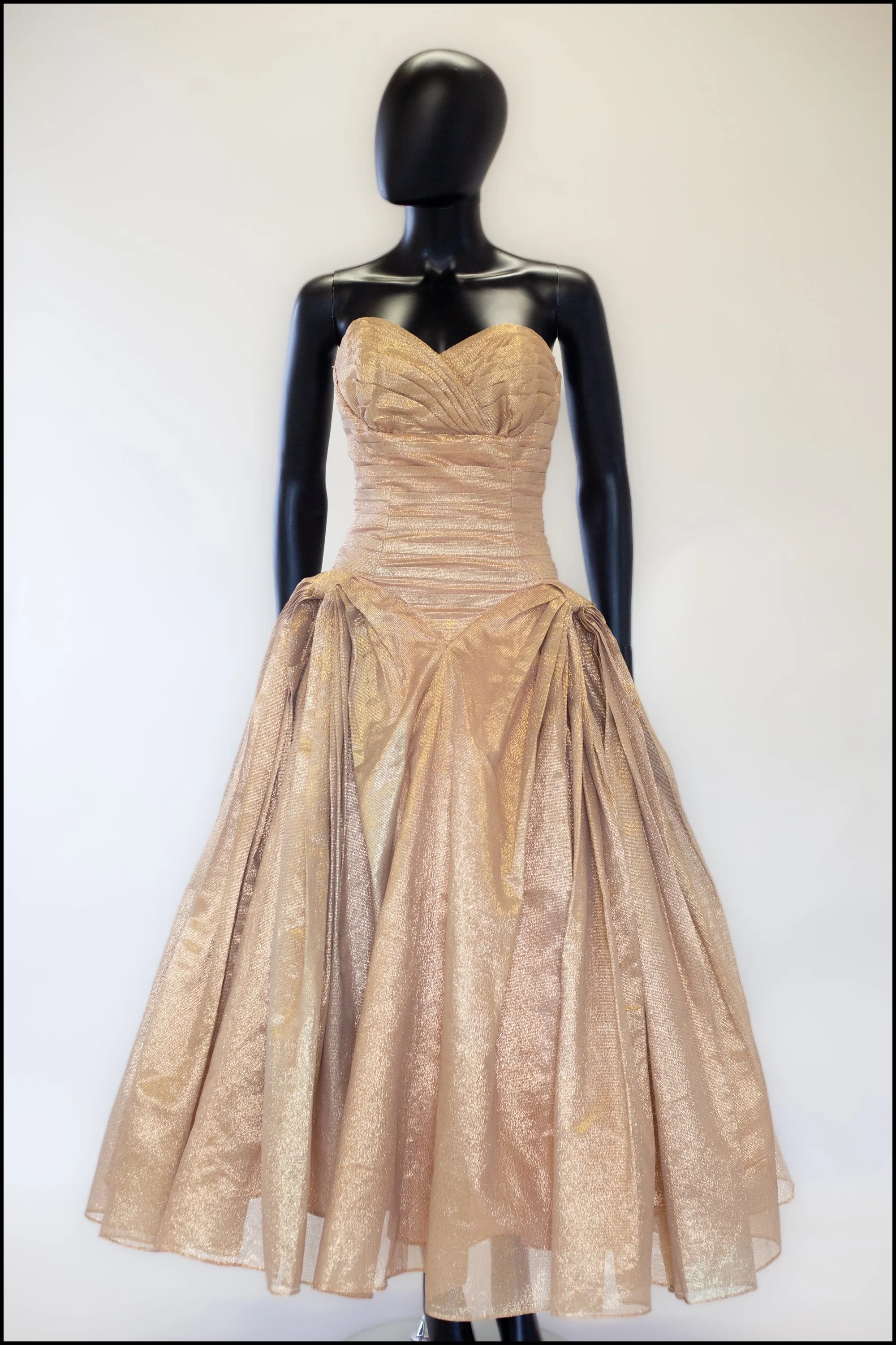 Vintage 1950s Gold Lame Ballgown Dress