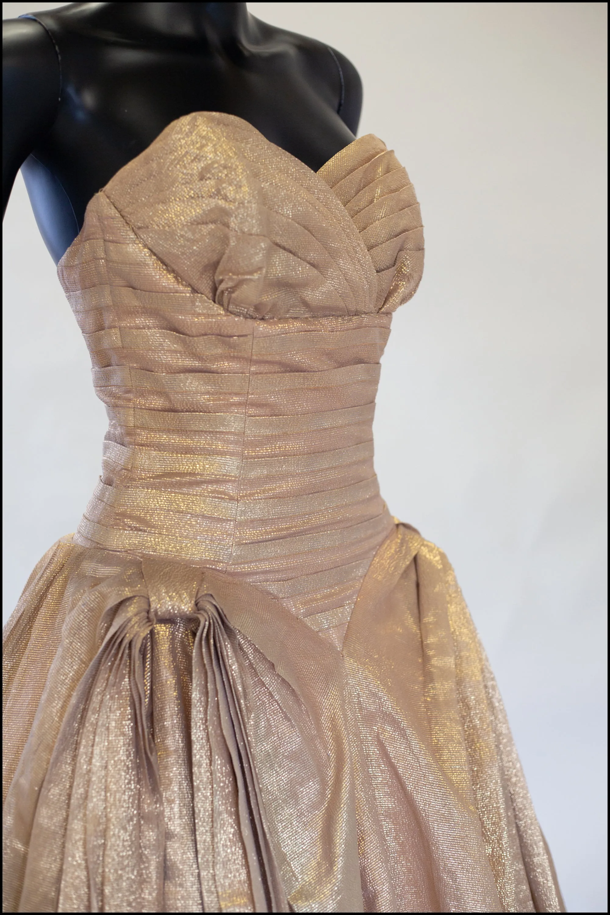 Vintage 1950s Gold Lame Ballgown Dress