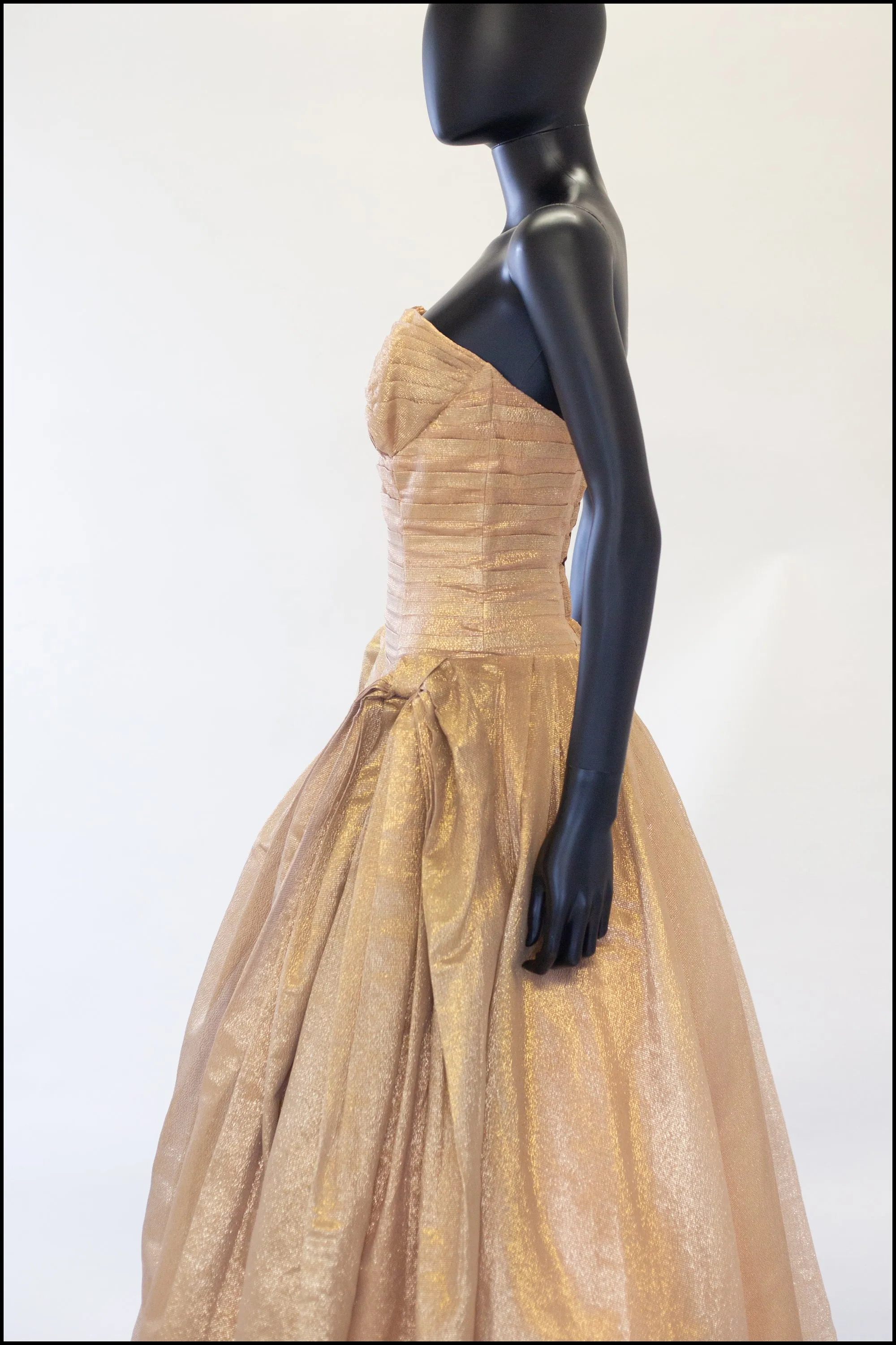 Vintage 1950s Gold Lame Ballgown Dress