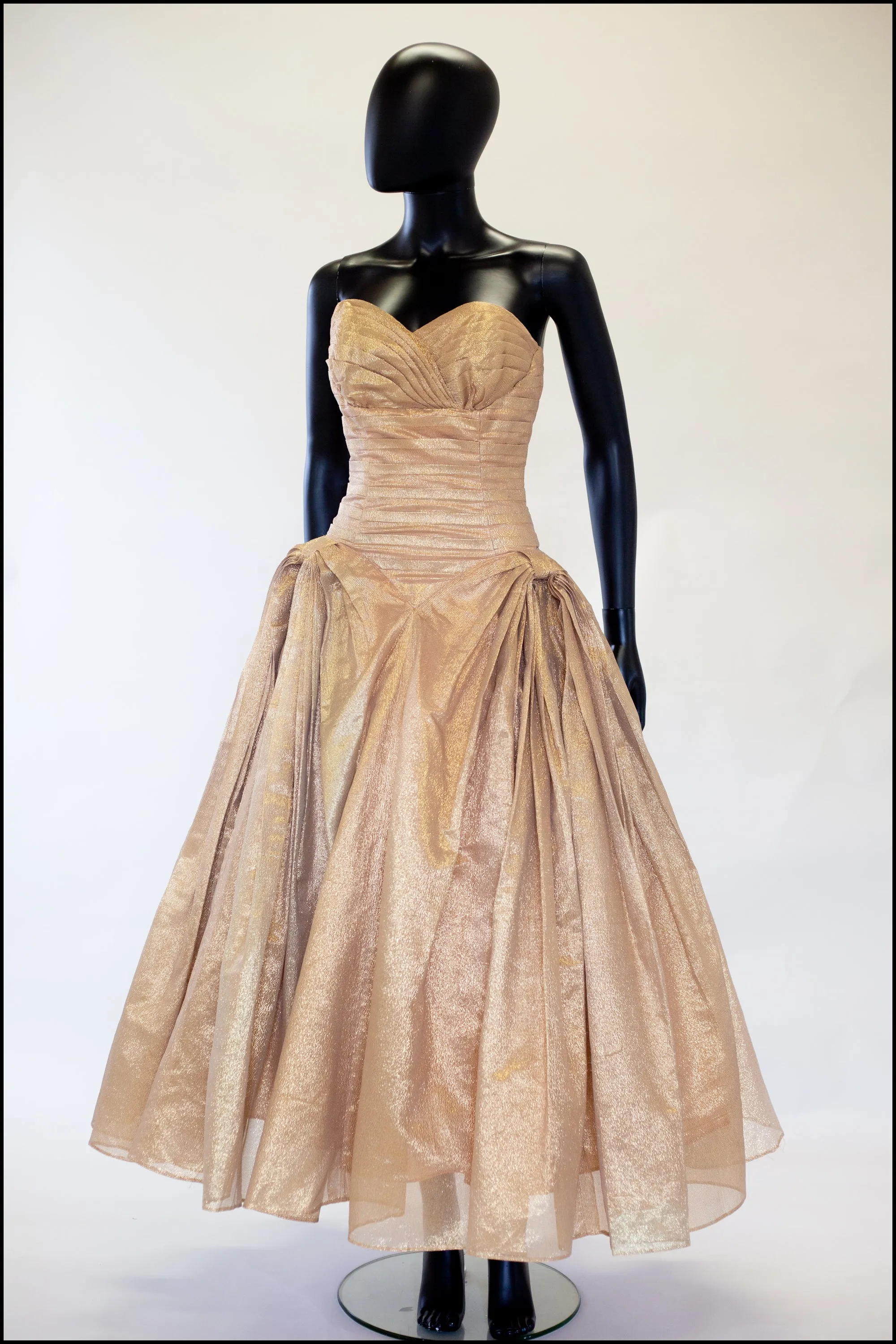 Vintage 1950s Gold Lame Ballgown Dress