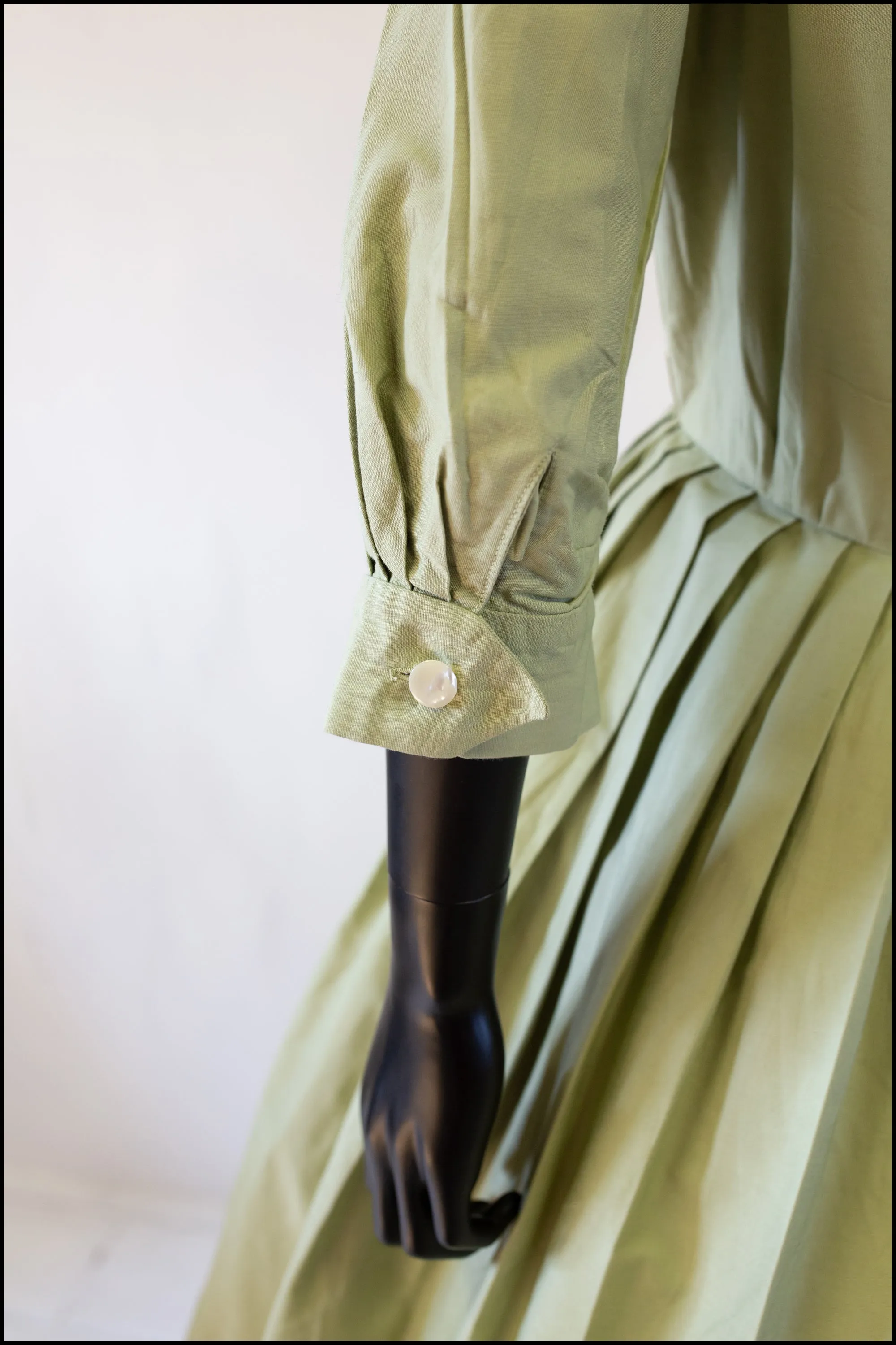 Vintage 1950s Khaki Cotton Shirt Dress