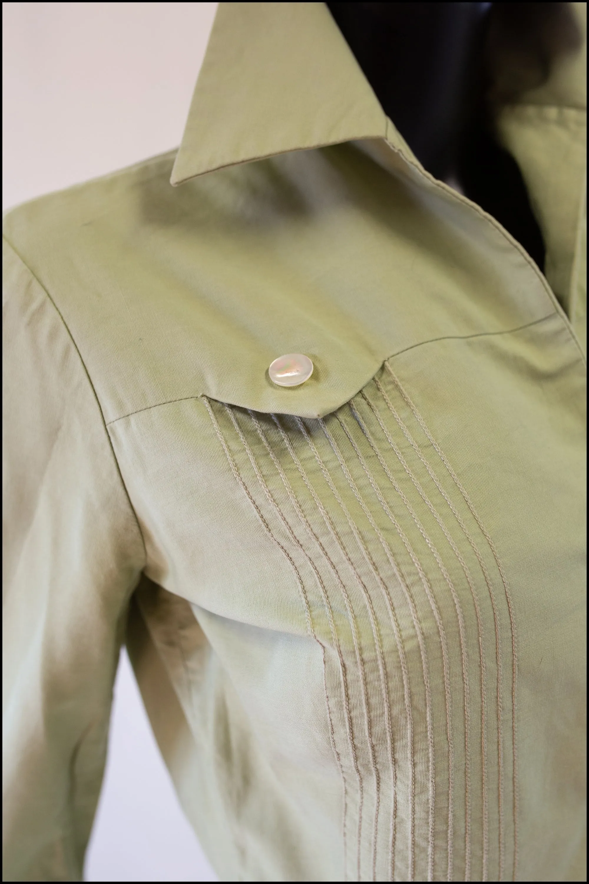 Vintage 1950s Khaki Cotton Shirt Dress