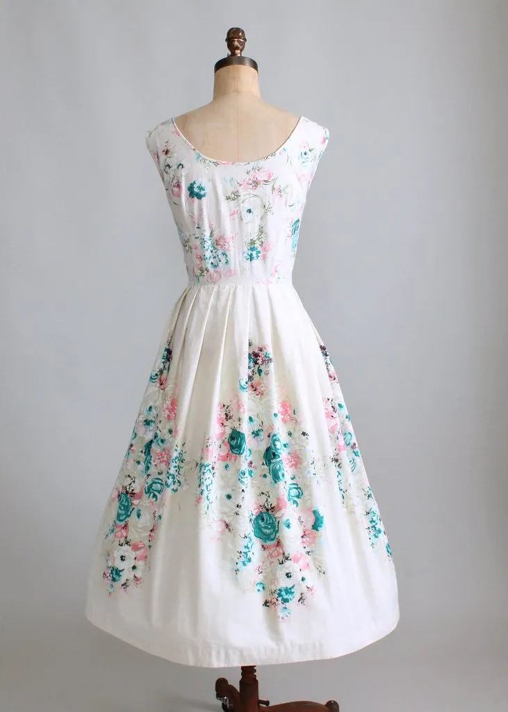 Vintage 1950s Painterly Bouquet Sundress