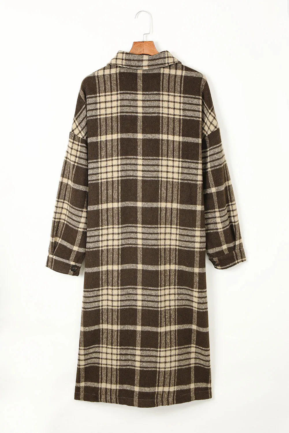 Women's Casual Shacket Jacket Pocketed Plaid Overcoat