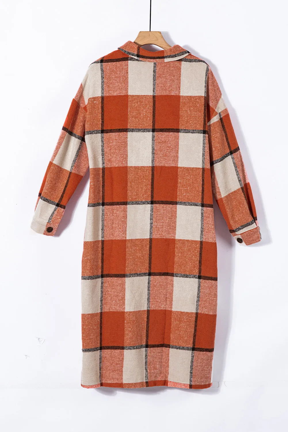 Women's Casual Shacket Jacket Pocketed Plaid Overcoat