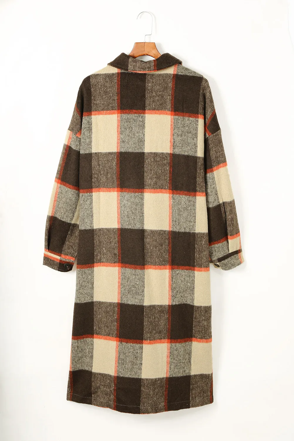 Women's Casual Shacket Jacket Pocketed Plaid Overcoat