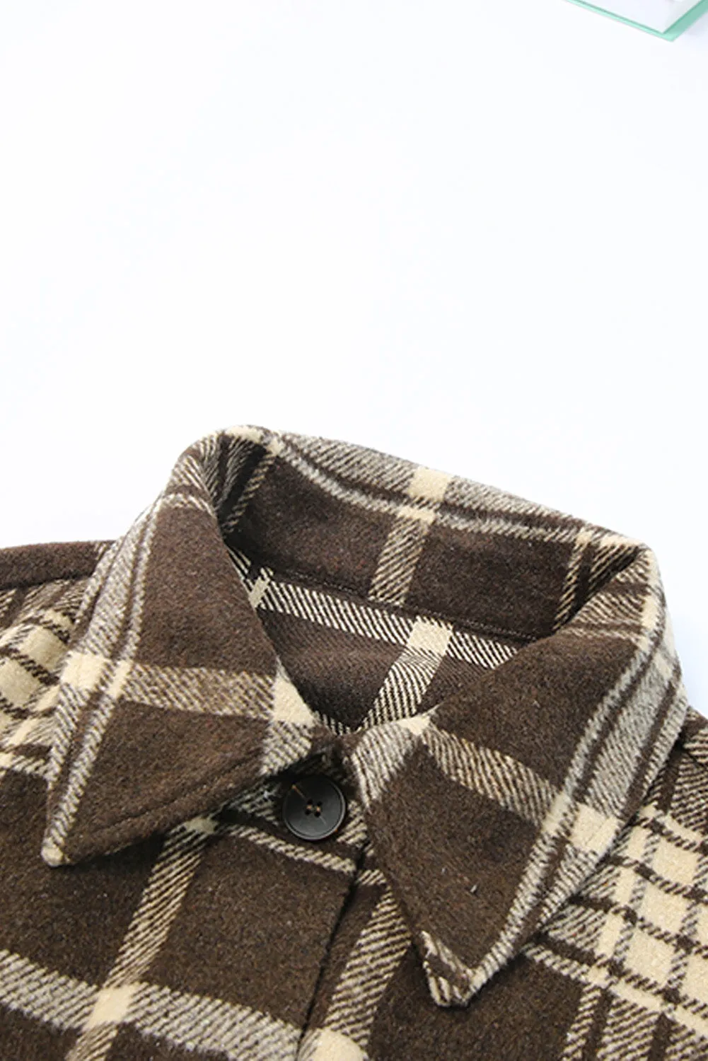 Women's Casual Shacket Jacket Pocketed Plaid Overcoat