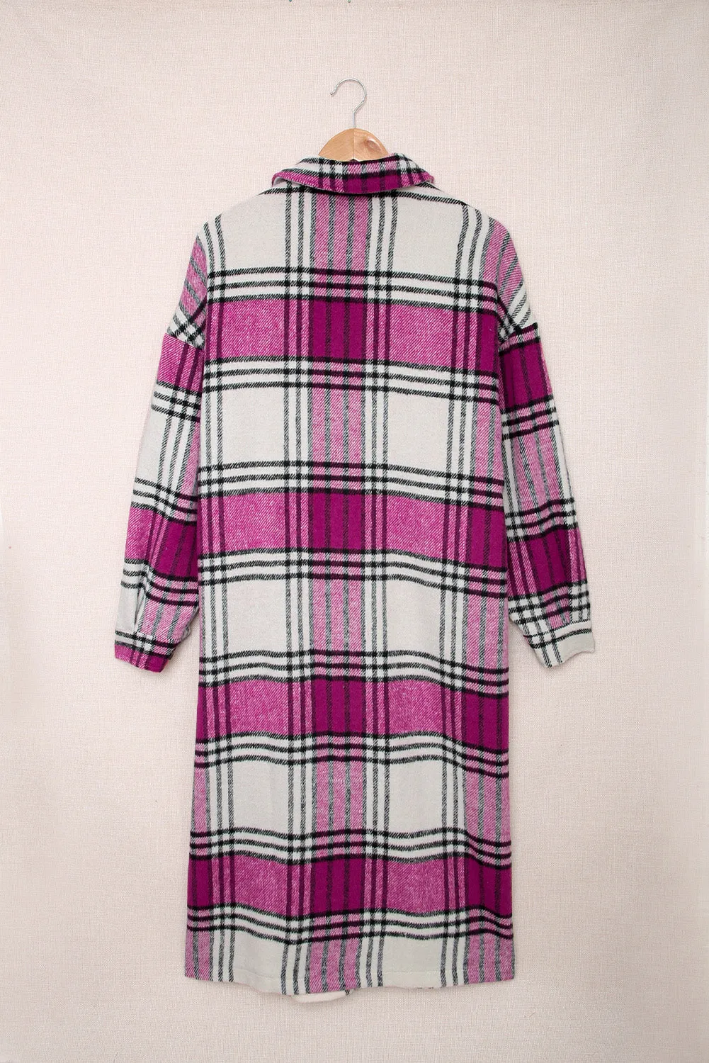 Women's Casual Shacket Jacket Pocketed Plaid Overcoat