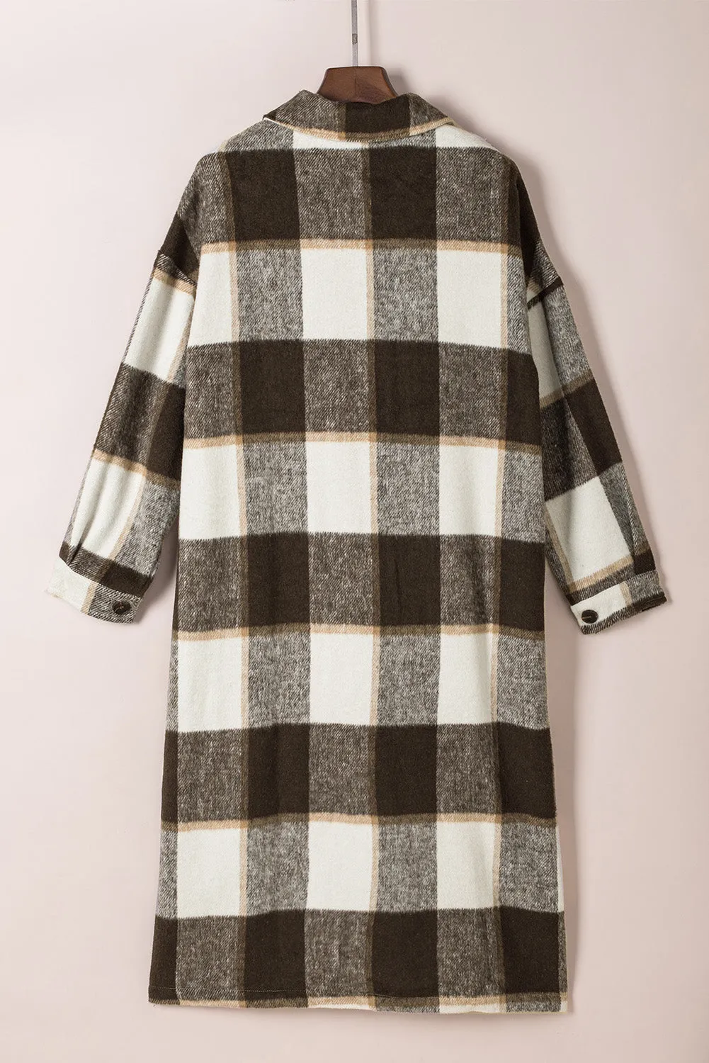 Women's Casual Shacket Jacket Pocketed Plaid Overcoat