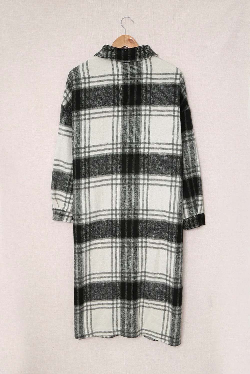 Women's Casual Shacket Jacket Pocketed Plaid Overcoat