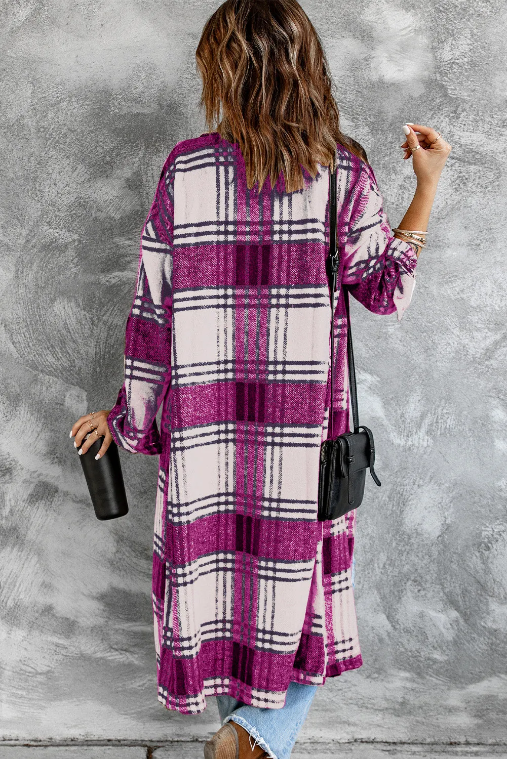 Women's Casual Shacket Jacket Pocketed Plaid Overcoat