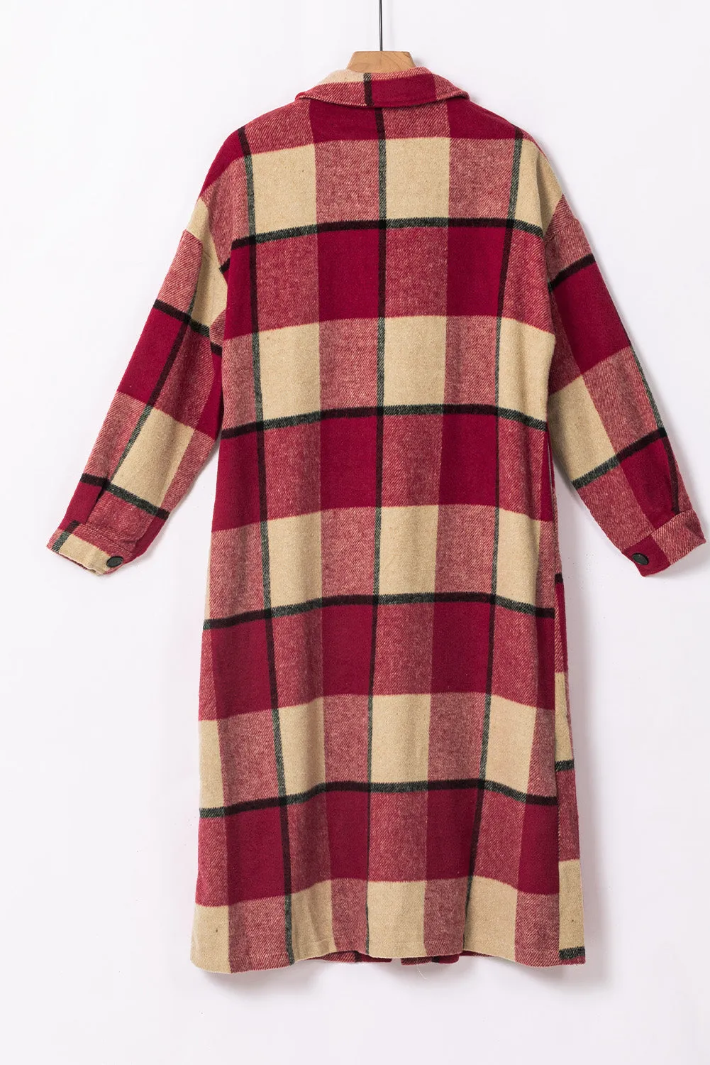 Women's Casual Shacket Jacket Pocketed Plaid Overcoat