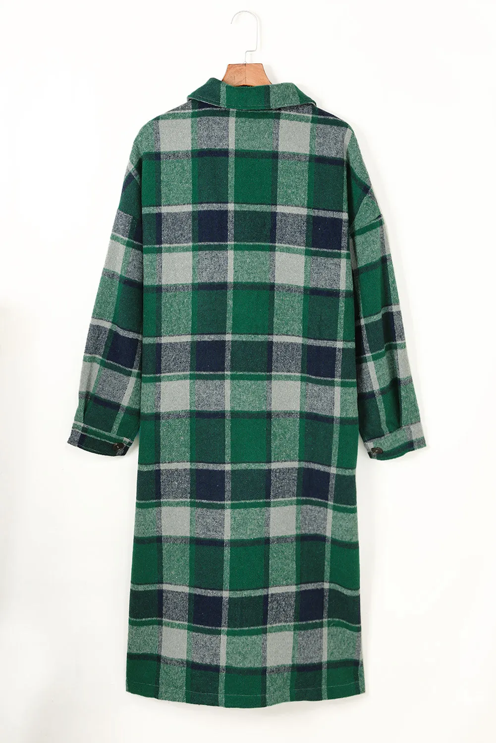 Women's Casual Shacket Jacket Pocketed Plaid Overcoat