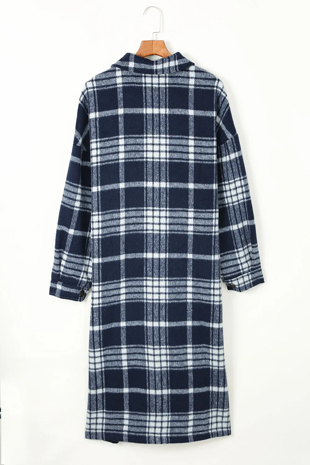 Women's Casual Shacket Jacket Pocketed Plaid Overcoat