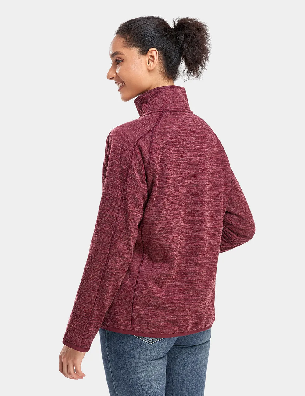 Women's Heated Full-Zip Fleece Jacket - Maroon