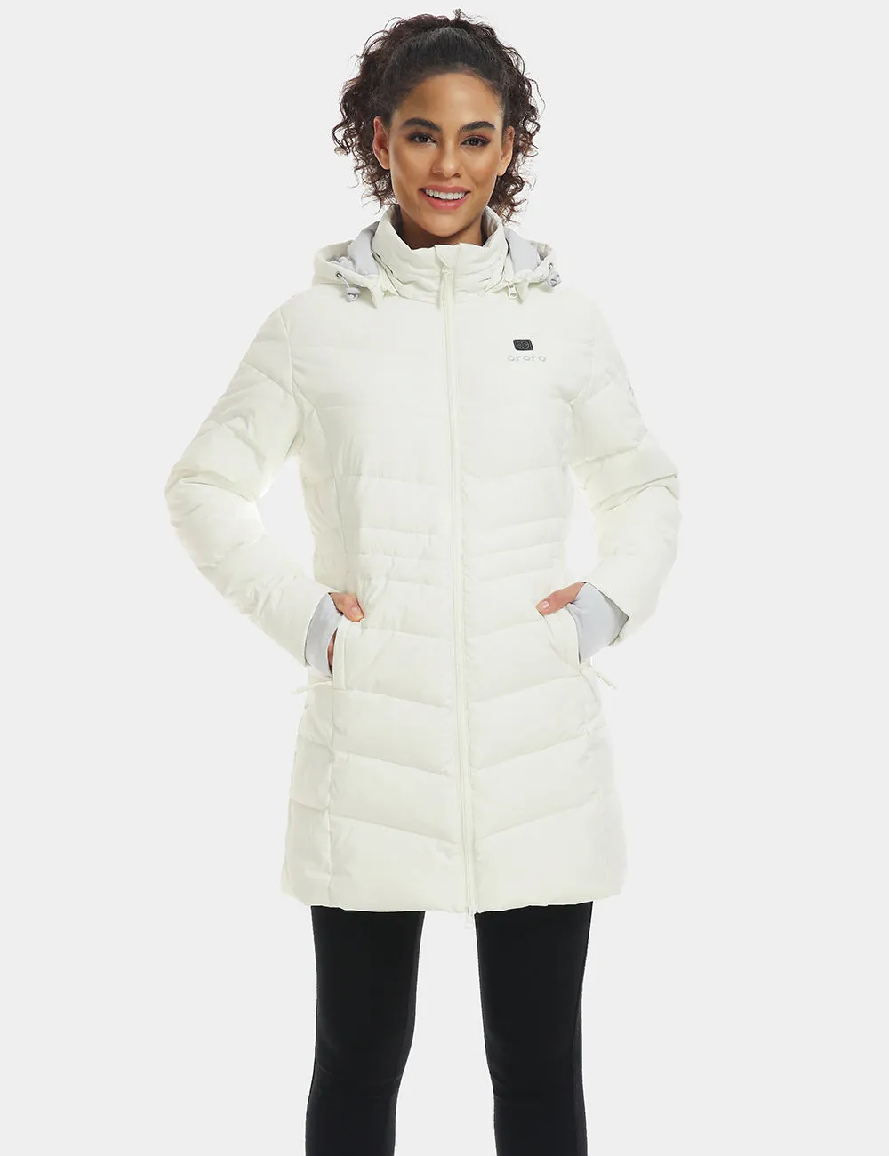 Women's Heated Puffer Parka Jacket - Black / White / Grey / Red