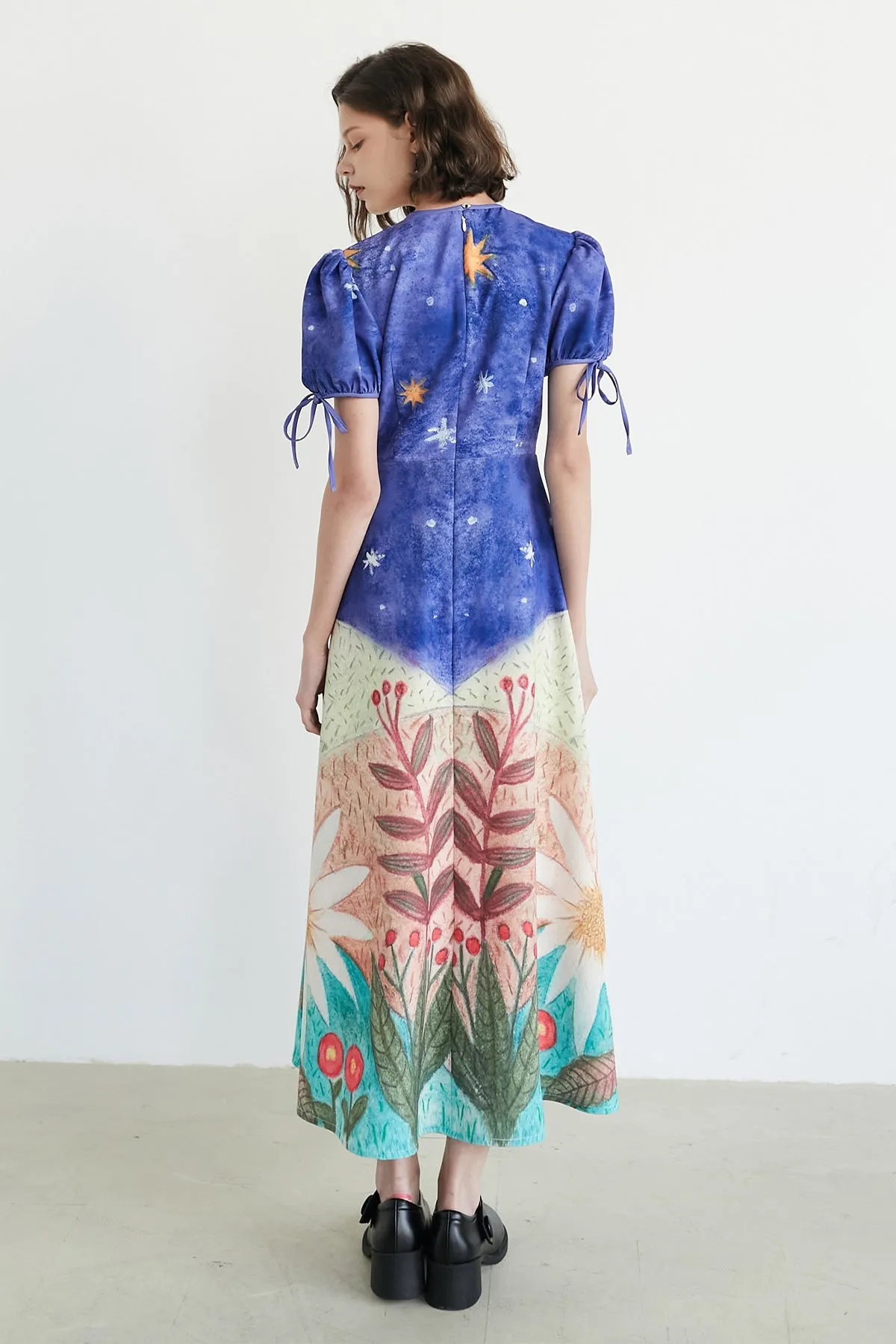 XUNRUO | Starry Night Print Maxi Dress