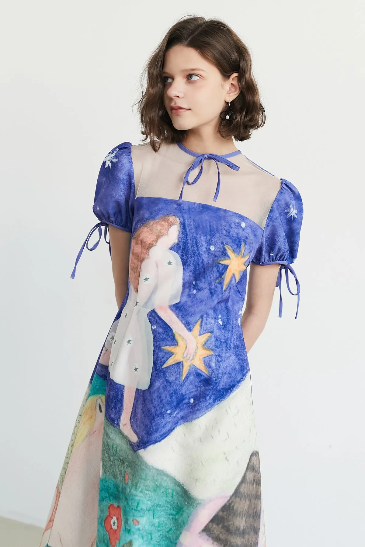 XUNRUO | Starry Night Print Maxi Dress